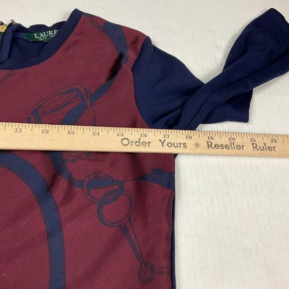 Lauren Ralph Lauren Pencil Dress Equestrian Print 3/4 Sleeve Zip Pullover Small - Picture 7 of 10